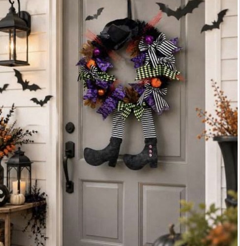 Halloween door wreath - halloween,