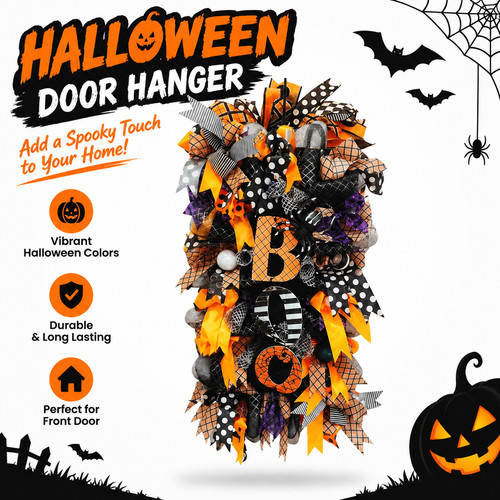 Halloween wreath door hanger - wreath,
