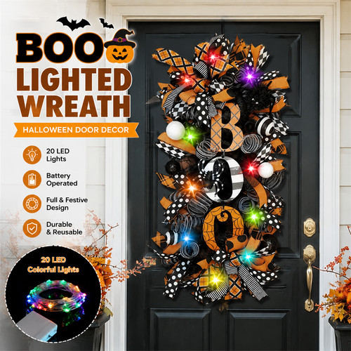 Halloween wreath door hanger - door,