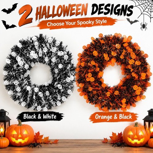 Halloween pumpkin wreath - halloween,