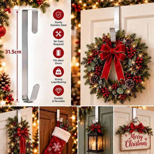Silver christmas wreath hanger - wreath,